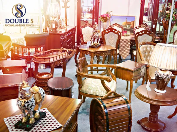 Display of fine antique furniture and collectibles for a successful estate auction in Amarillo TX